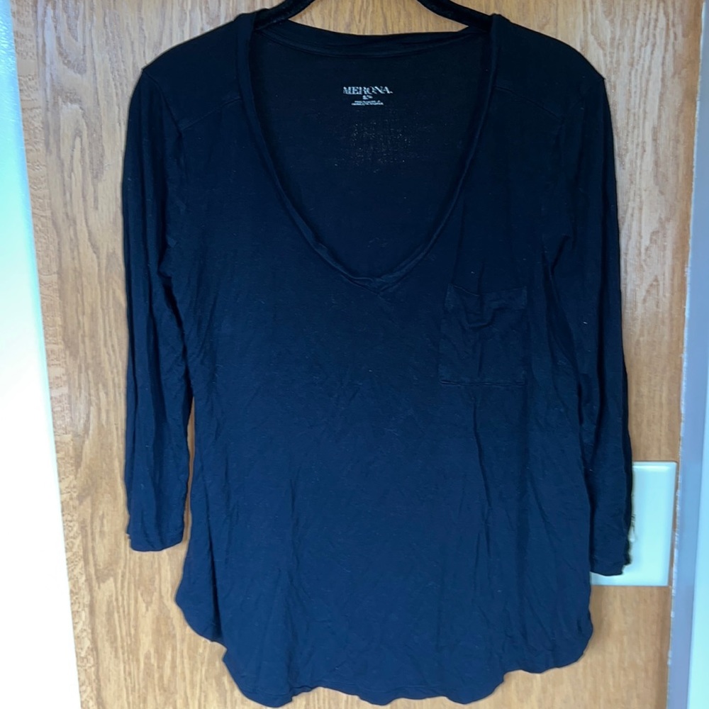 Merona Black V-neck Long Sleeve Top